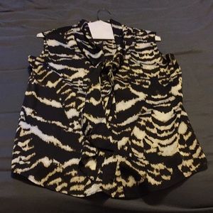 Calvin Klein Sleeveless Front Button Down with Tie